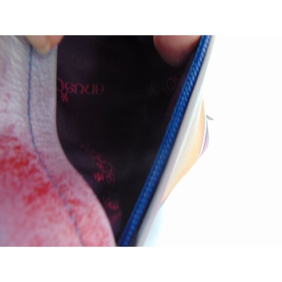 Anuschka Leather Abstract Lines Shoulder Hobo Purse Handbag Shimmer  Blue Pink - Picture 9 of 16